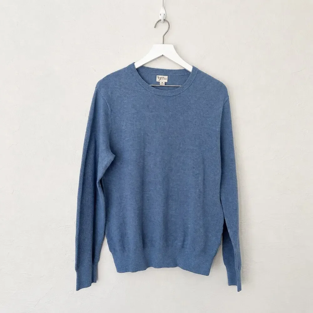 J.Crew Knit Blue Cotton Piqué Stitch Crewneck Sweater Men’s Medium